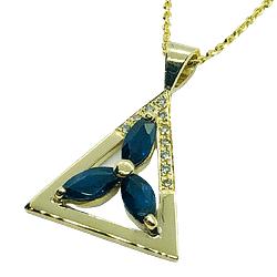 9ct Yellow Gold Australian Sapphire & Diamond Pendant