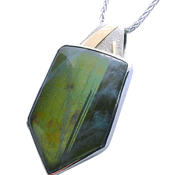 Sterling Silver Labradorite Pendant with 9ct yellow gold accents