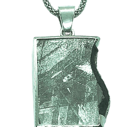 Sterling Silver & Meteorite Hand Made Pendant with Raw textured edge