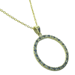9ct Yellow Gold Handmade Diamond & Sapphire Halo Pendant