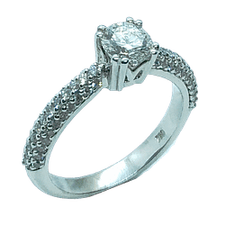 18ct White Gold Double Claw Set Diamond Ring. Totaling 0.87ct
