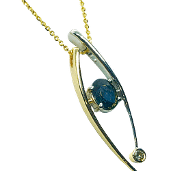 9ct Yellow & White Gold Sapphire & Diamond Pendant