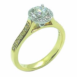 18ct Yellow Gold Halo, Diamond Ring Totaling 0.66ct