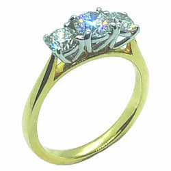 18ct Yellow Gold Trilogy, Diamond Ring Totaling 1.13ct