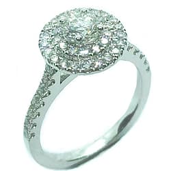 18ct White Gold Diamond Halo Ring Totaling 1.12ct