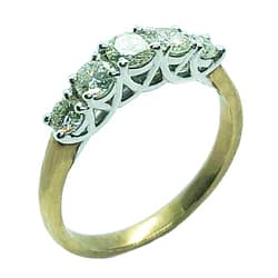 9ct Yellow Gold 5 Diamond Ring