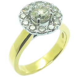 18ct Yellow & White Gold Halo Diamond ring, Totaling 1.41ct