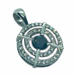 9ct White Gold, Teal Sapphire & Diamond Pendant