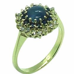 9ct Yellow Gold Sapphire & Diamond Halo Ring