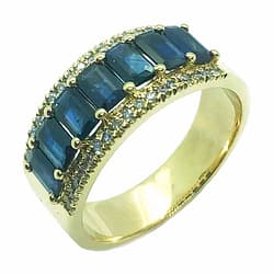 9ct Yellow Gold Sapphire & Diamond Ring
