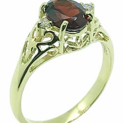 9ct Yellow Gold Garnet & Diamond Ring