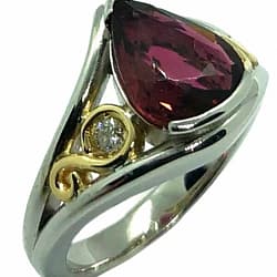 9ct White & Yellow Gold 1.70ct Tourmaline & Diamond Ring