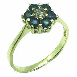 9ct Yellow Gold Diamond & Sapphire Ring