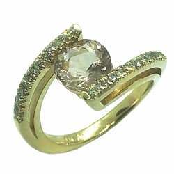 9ct Yellow Gold 7.7mm Morganite & Diamond Ring