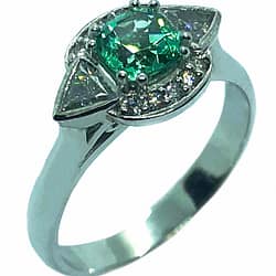 18ct White Gold Natural Emerald & Diamond Ring