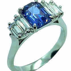 18ct White Gold Ceylon Sapphire and Diamond Ring