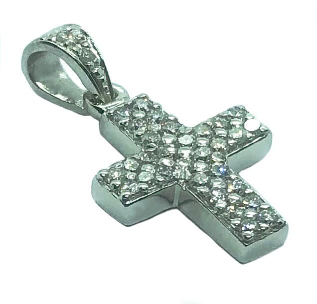 18ct White Gold & Diamond Cross