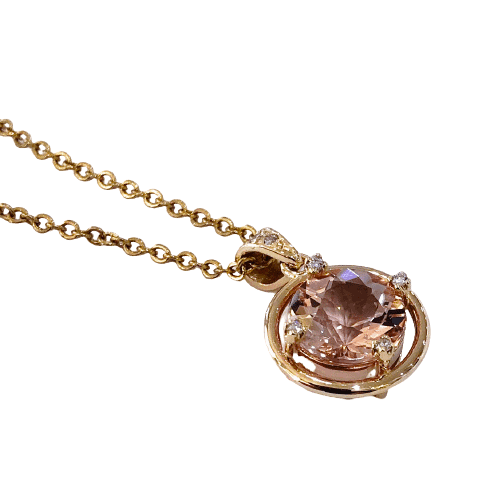 9ct Morganite & Diamond pendant 9ct Morganite & Diamond pendant